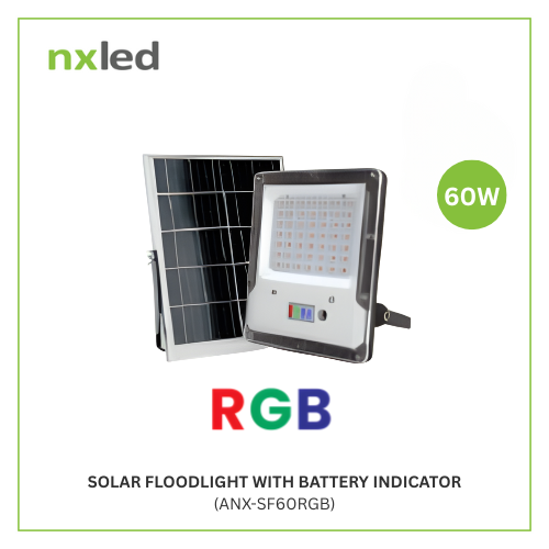 NxLed Solar Floodlight with Battery Indicator - 60W RGB (ANX-SF60RGB)