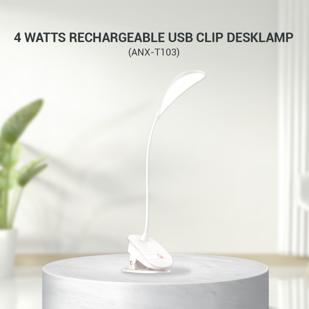 Nxled 4W Rechargeable USB Clip Desklamp Daylight (ANX-T103)
