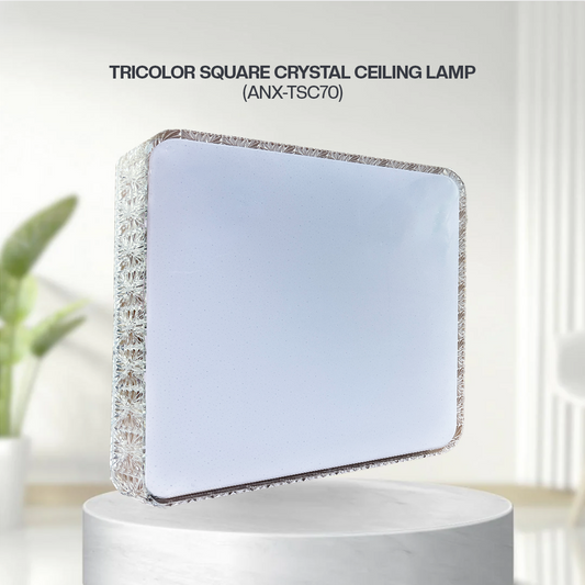 NXLED Tricolor Square Crystal Ceiling Lamp (ANX-TSC70)