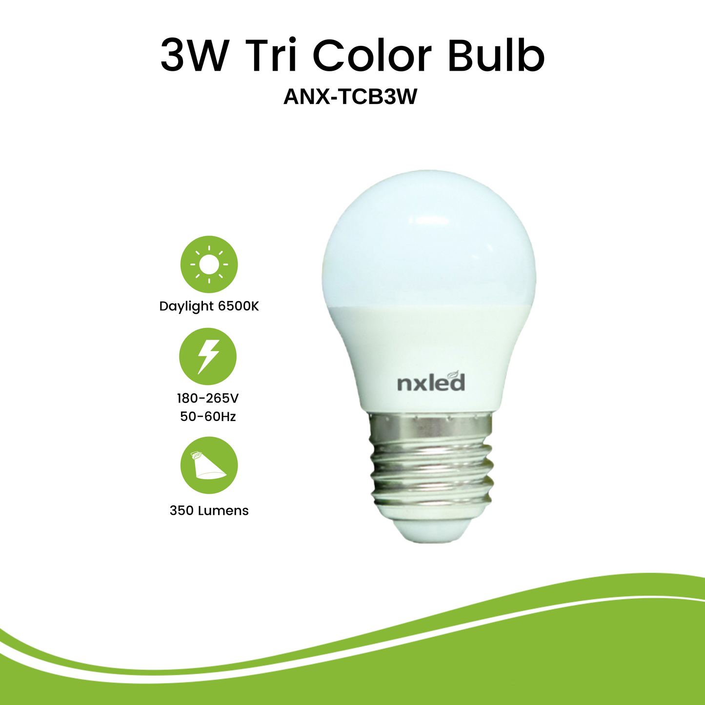 Nxled 3W LED Tri-Color Bulb (ANX-TCB3W)
