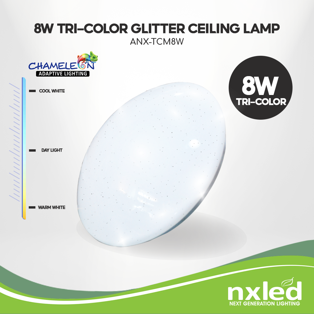 NxLedNxled Tri-color Decorative Ceiling Lamp (ANX-TSM8W)
Key Features:
Nxled Tri-color Decorative Ceiling Lamp (ANX-TSM8W)


8W Tri-color Glitter Ceiling Lamp
800lm (DL), 700lm (WW), 850lm(CW)
210x90mm, 25,000HRS
220-240VCeiling LampsNXLED