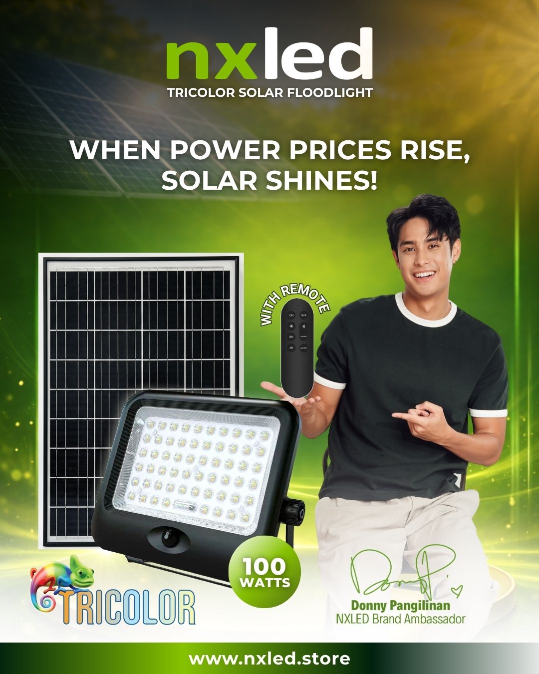 NxLed Solar Floodlight with Battery Indicator - 60W RGB (ANX-SF60RGB)