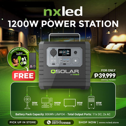 NxLed QSOLAR Power Station 1200W (ANXSQ-PG1200) with free powerbank APB-AN20K