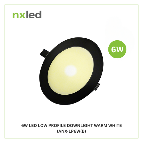 NxLed Round LED Low Profile Downlight 6W Black (ANX-LPR6D(B) / (ANX-LPR6W(B)