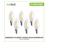 CLEARANCE SALE: 6 FOR P100 Nxled Dimmable Filament Candle Bulb Warmwhite (ANX-F4W14(D))