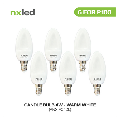 CLEARANCE SALE: 6PCS FOR P100 NxLed Candle Bulb-Daylight 4W (ANX-FC4DL) / (ANX-FC4WW)