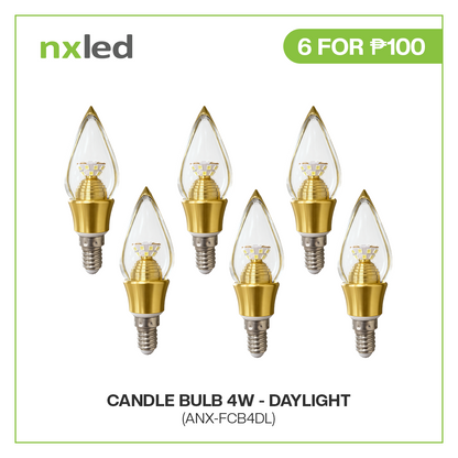 CLEARANCE SALE: 6PCS FOR P100 NxLed Candle Bulb - 4W Daylight/Warm White (ANX-FCB4DL) / (ANX-FCB4WW)