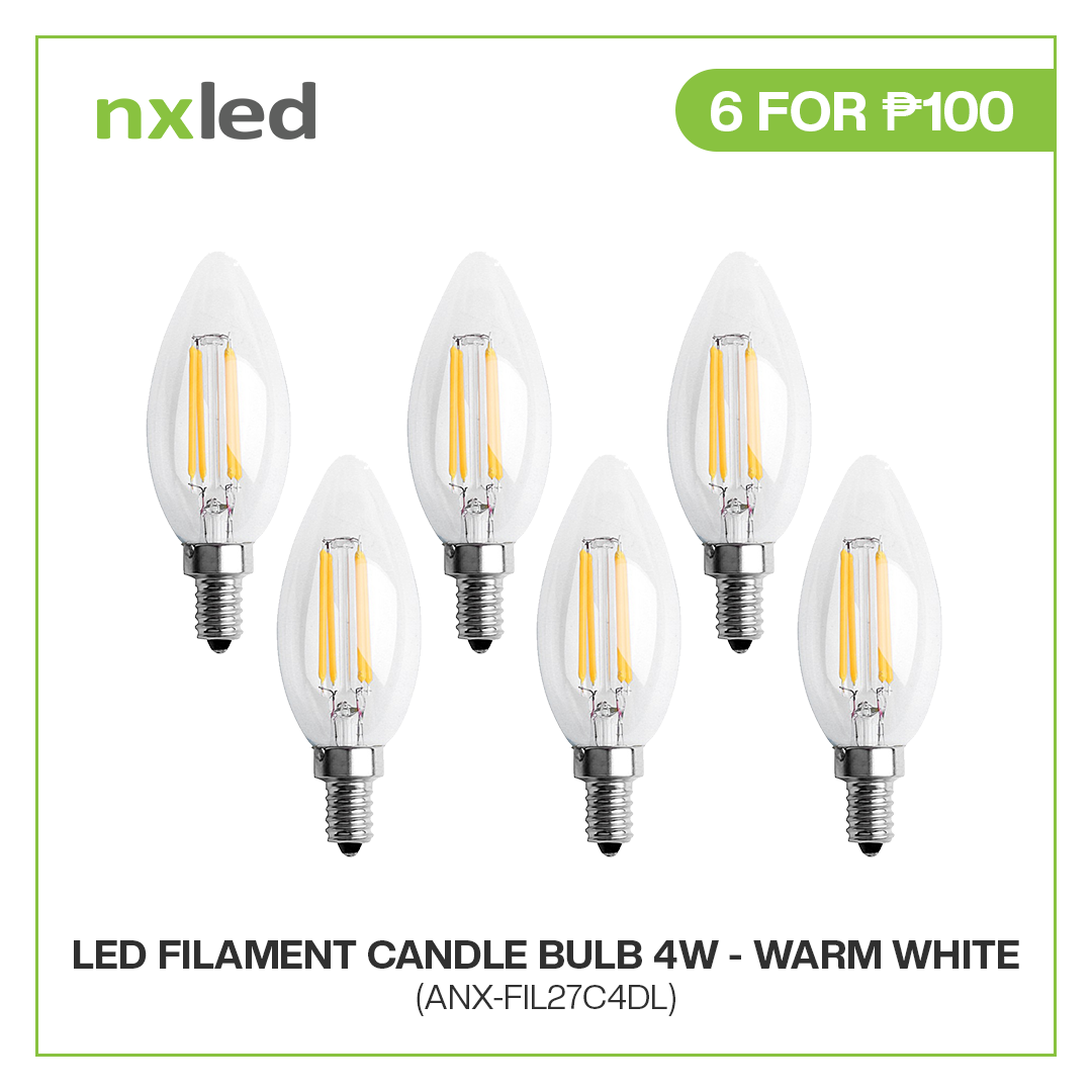 CLEARANCE SALE: 6PCS FOR P100 Nxled 4W LED Filament Candle Bulb (ANX-FIL27C4DL)