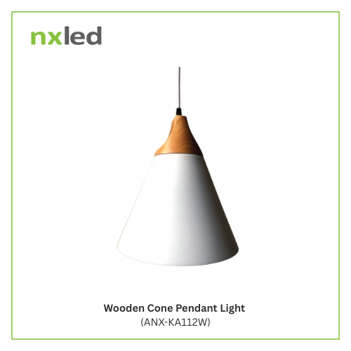 NxLed Wooden Cone Pendant Light (ANX-KA112W)