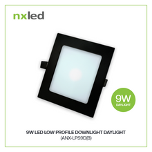 NxLed Square LED Low Profile Downlight 9W Black (ANX-LPS9D(B) / (ANX-LPS9W(B)