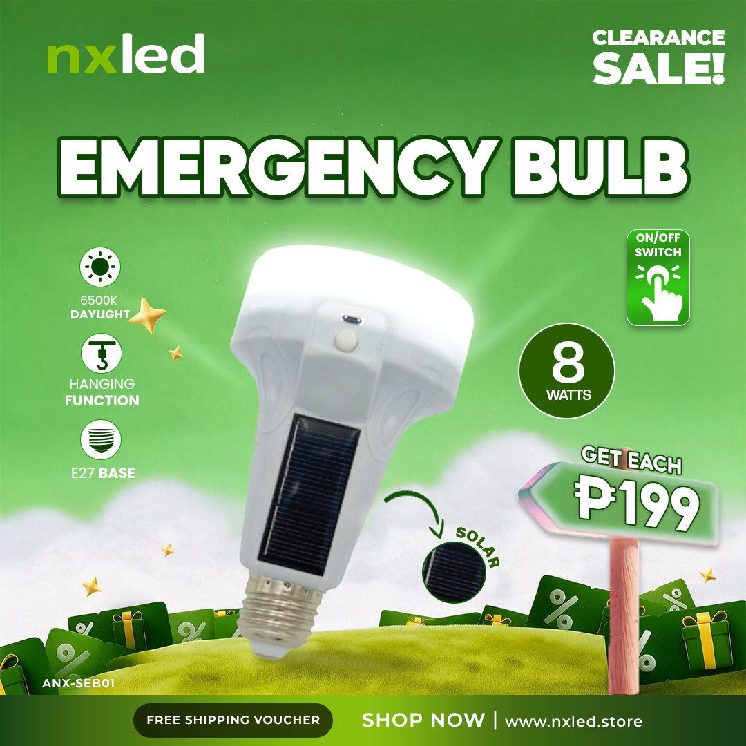 NxLed Solar Emergency Torch Bulb With On/Off Button - Daylight 8W (ANX-SEB01)