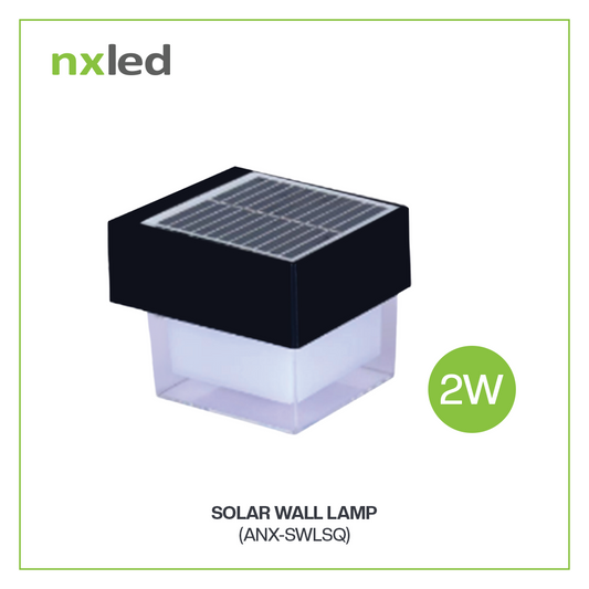 Nxled 2W Solar Wall Light IP65 (Square) 6500K Daylight/3000K Warm White