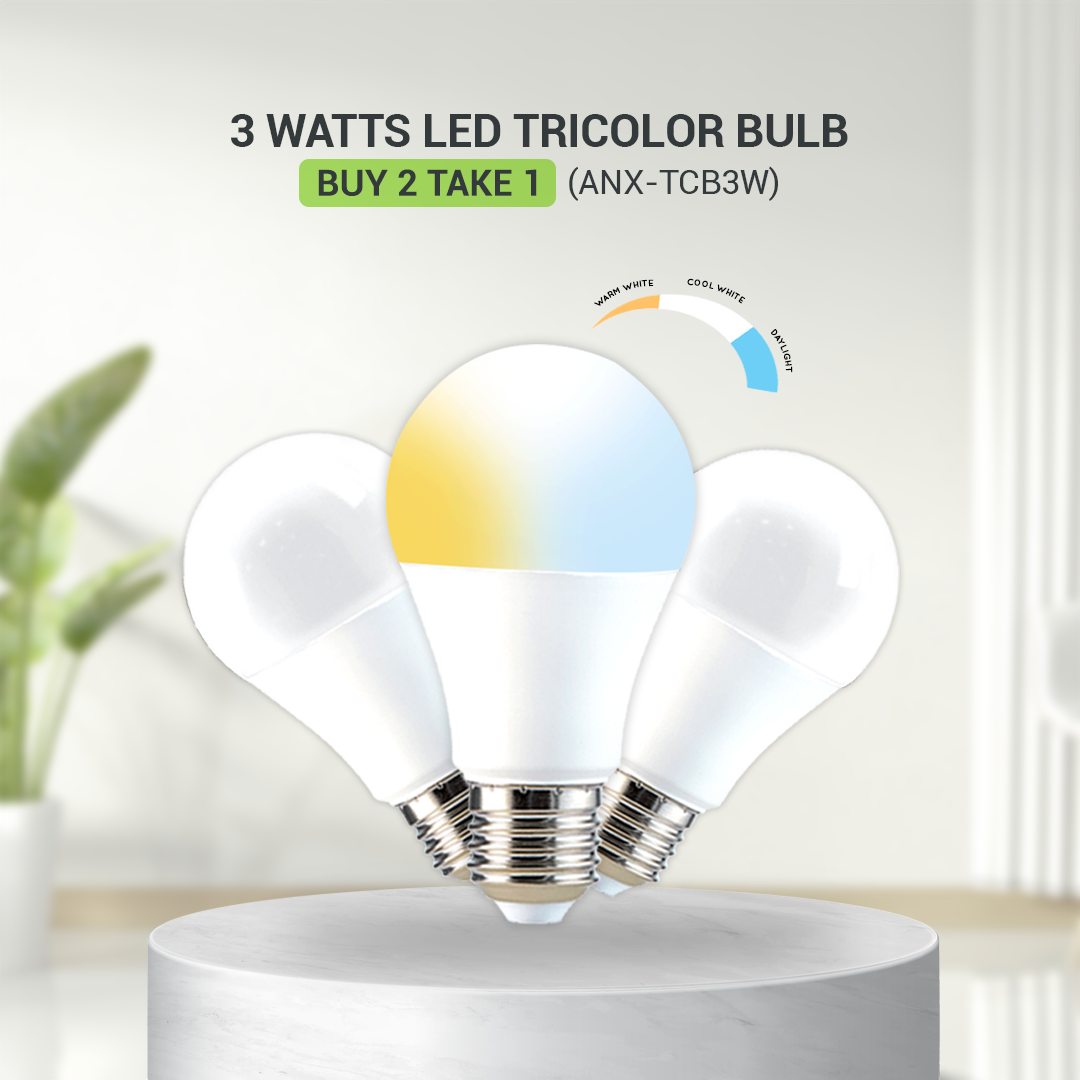 BUY 2 TAKE 1 Nxled 3W LED Tri-Color Bulb (ANX-TCB3W)