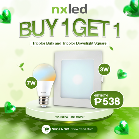 B1G1 NxLed Tricolor Bulb 7W (ANX-TCB7W) + NxLed Tricolor Low Profile Downlight 3W (ANX-TCLPS3)