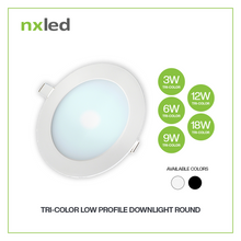 Nxled Round Tri-Color Low Profile Downlight 3W/6W/9W/12/18W (White/Black)