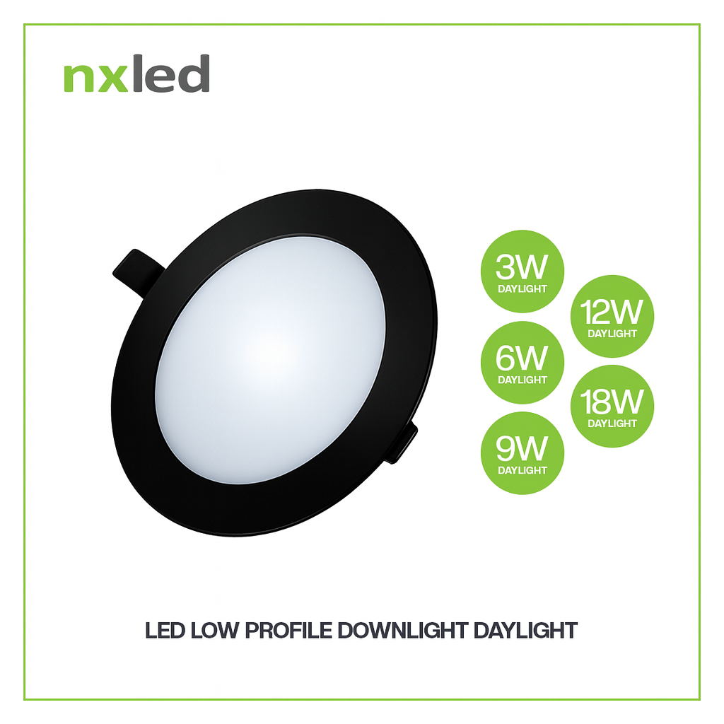 NxLed Round LED Low Profile Downlight 6W Black (ANX-LPR6D(B) / (ANX-LPR6W(B)