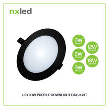 NxLed Round LED Low Profile Downlight 12W Black (ANX-LPR12D(B) / (ANX-LPR12W(B)