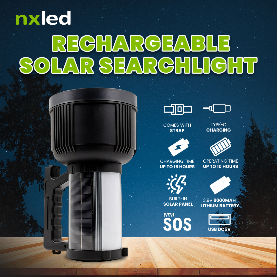 B1G1 Nxled Rechargeable Solar Searchlight (ANX-SL8605)  + Portable Emergency Light with Motion Sensor (ANX-3800)