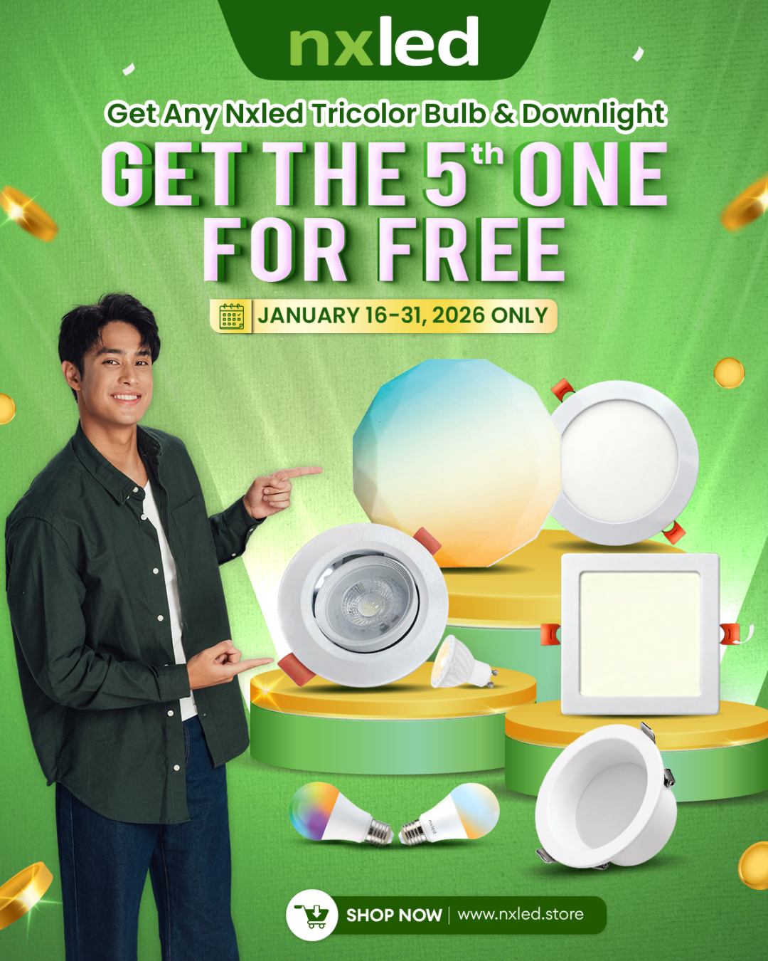 NxLed BUY 4 GET 1 FREE Tricolor Bulb 7W (ANX-TCB7W)