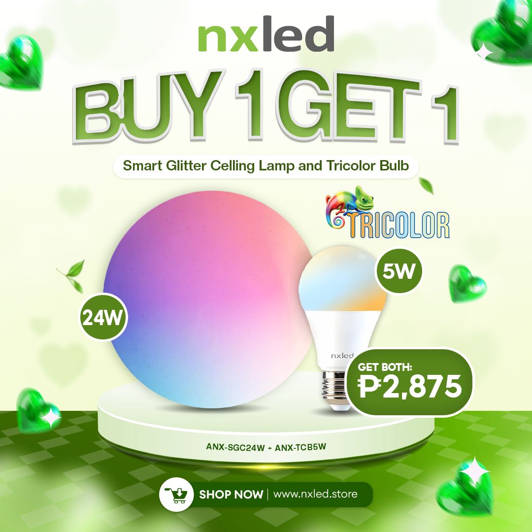 B1G1 NxLed Smart Glitter Lamp 24W (ANX-SGC24W) + NxLed Tricolor Bulb 5W (ANX-TCB5W)