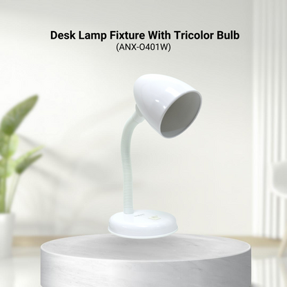 CLEARANCE SALE: NxLed Desk Lamp Fixture With Tri-Color Bulb (ANX-O401W)