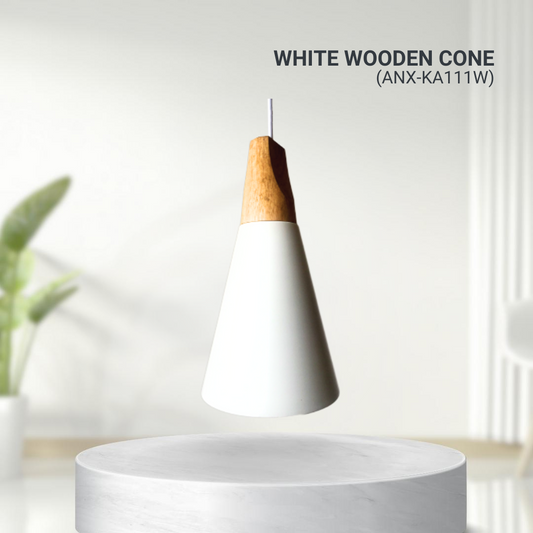 Nxled Chandelier White Wooden Cone (ANX-KA111W)