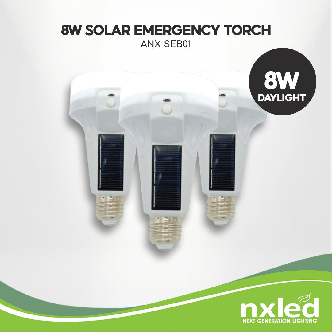 3 FOR 999: Nxled 8W Solar Emergency Torch Bulb With On/Off Button Daylight - (ANX-SEB01)