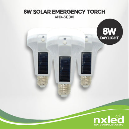 3 FOR 999: Nxled 8W Solar Emergency Torch Bulb With On/Off Button Daylight - (ANX-SEB01)