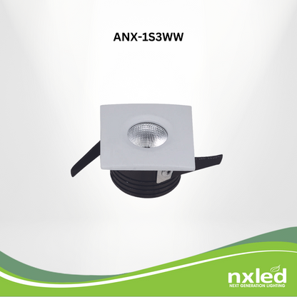 NxLed LED Mini Square COB Downlight 3W (ANX-1S3WW)