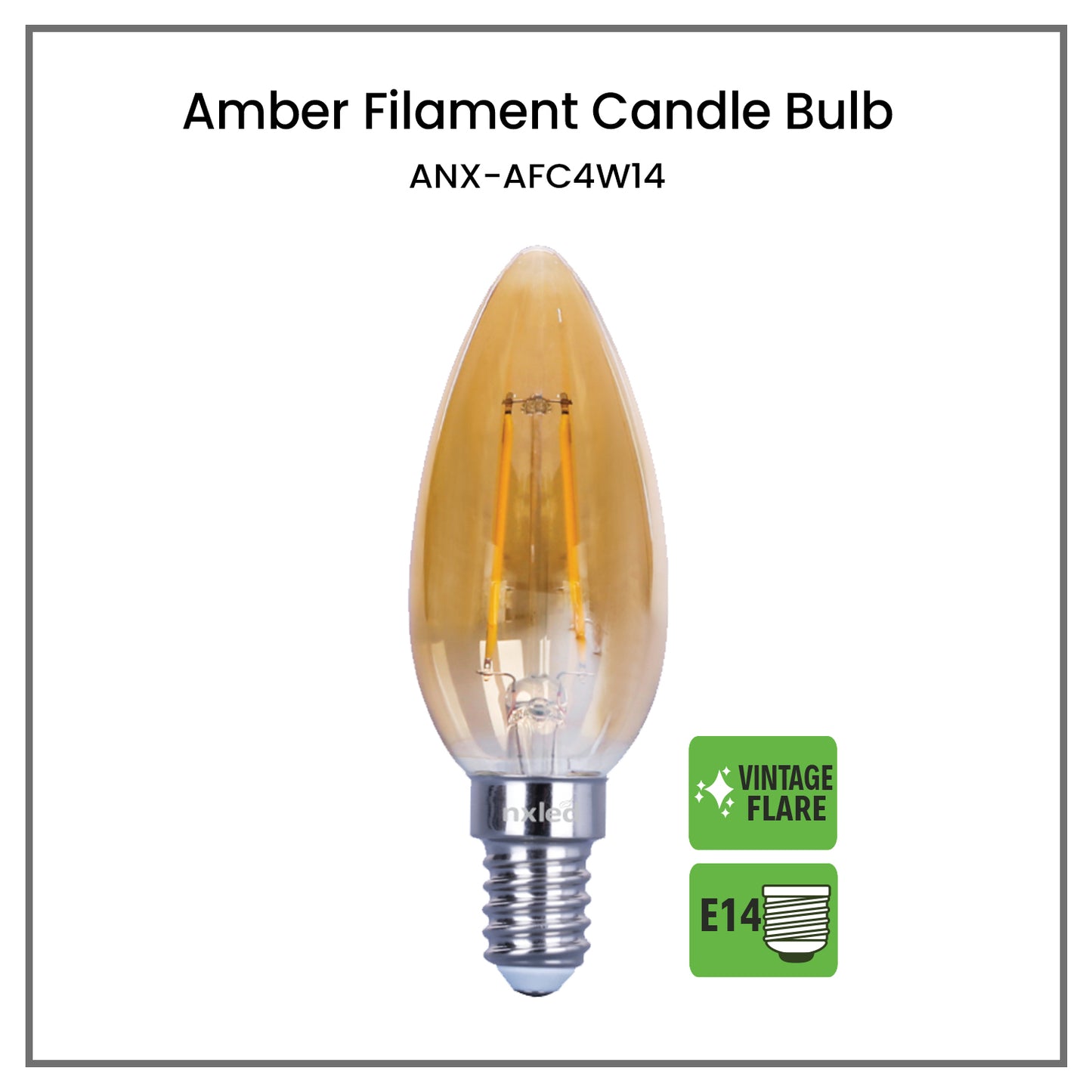 CLEARANCE SALE: NxLed Amber Filament Candle Bulb 4W (ANX-AFC4W14)
