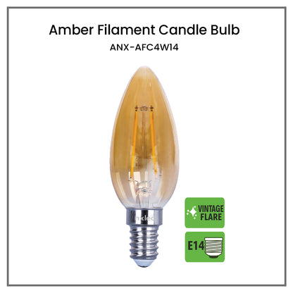 CLEARANCE SALE: NxLed Amber Filament Candle Bulb 4W (ANX-AFC4W14)