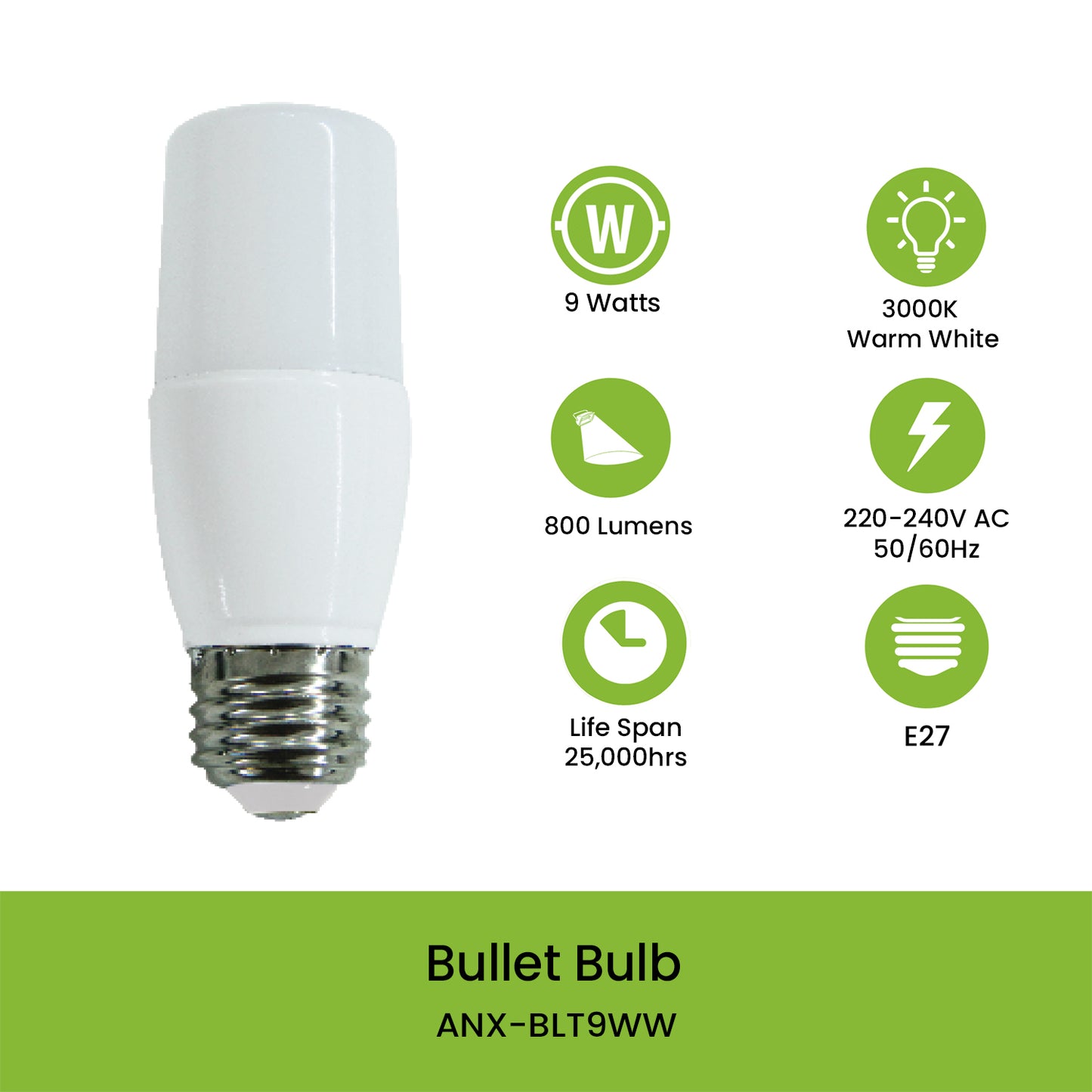 CLEARANCE SALE: Nxled Bullet Bulb (ANX-BLT9WW)