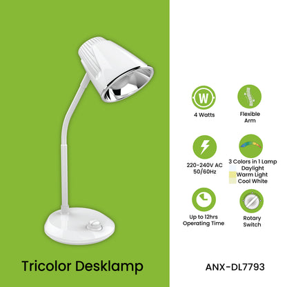 CLEARANCE SALE: Nxled 4W Tri-Color Desk Lamp (ANX-DL7793)