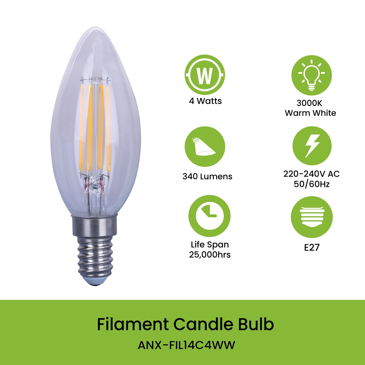CLEARANCE SALE: 6PCS FOR P100 Nxled Filament Bulb (ANX-FIL14C4WW)