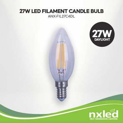 CLEARANCE SALE: 6PCS FOR P100 Nxled 4W LED Filament Candle Bulb (ANX-FIL27C4DL)