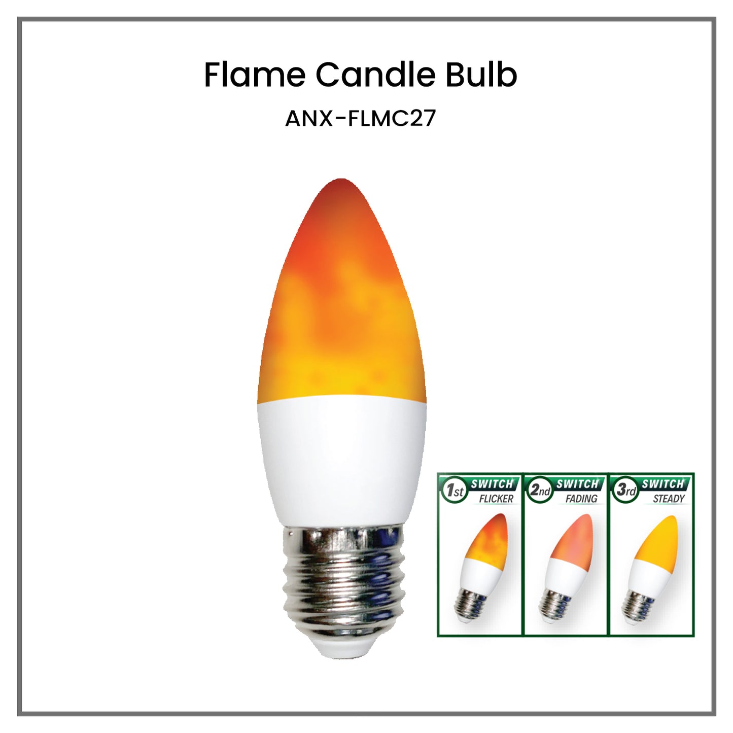 NxLed Flame Bulb - Warm White  2W (ANX-FLMC27)
