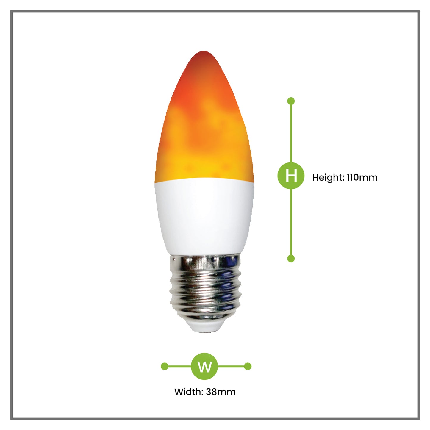 NxLed Flame Bulb - Warm White  2W (ANX-FLMC27)