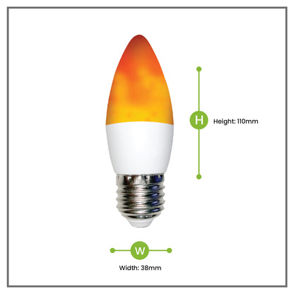 NxLed Flame Bulb - Warm White  2W (ANX-FLMC27)