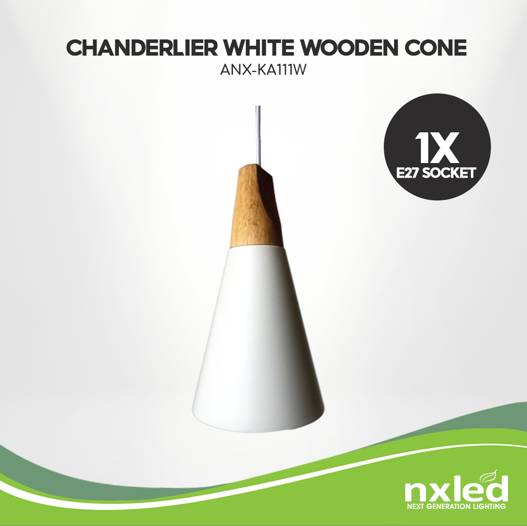 Nxled Chandelier White Wooden Cone (ANX-KA111W)