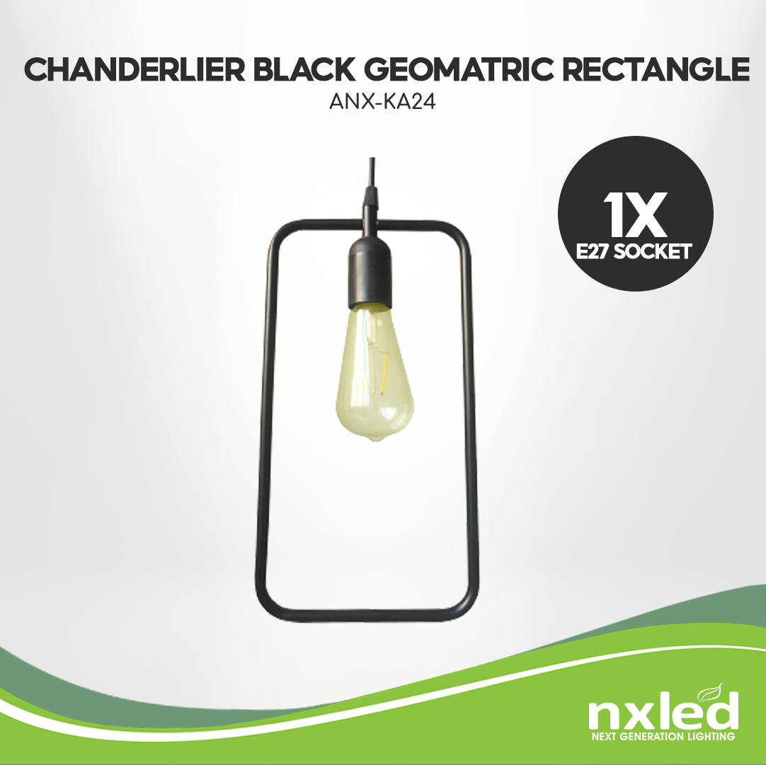 Nxled Chandelier Black Geometric Rectangle (ANX-KA24)