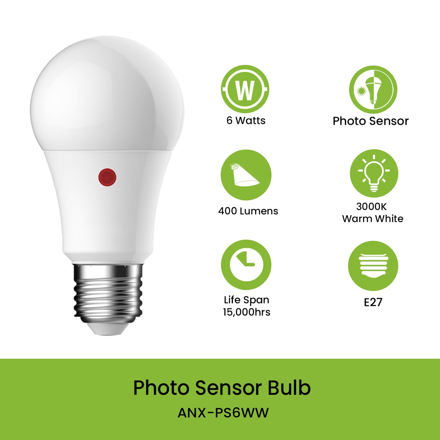 B1T1 Nxled 6W Photo Sensor Bulb Warm White (ANX-PS6WW)