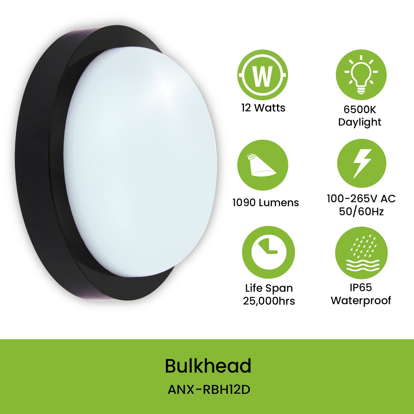 Nxled LED Bulkhead 12 Watts Daylight (ANX-RBH12D)