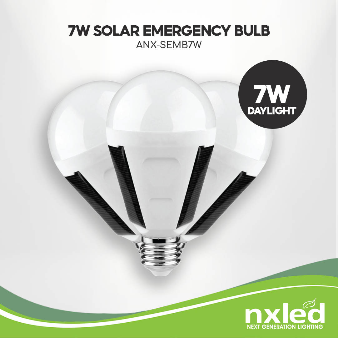 Nxled 7W Solar Emergency Bulb - Daylight (ANX-SEMB7W) - 3 FOR 999