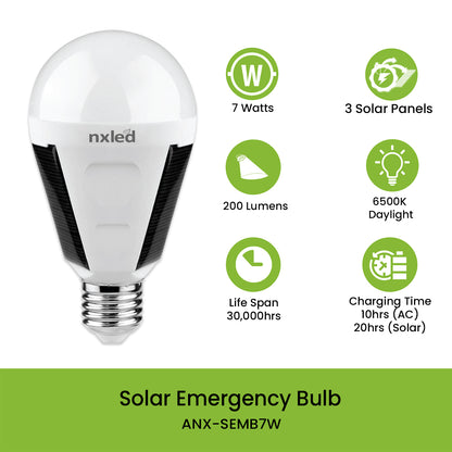 Nxled 7W Solar Emergency Bulb - Daylight (ANX-SEMB7W)
