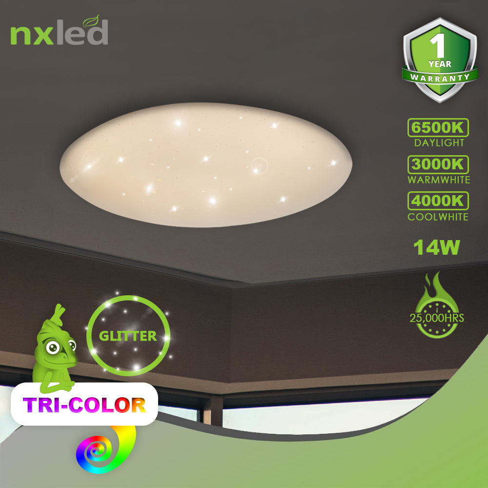 NxLedNxled 14W Tri-color Decorative Ceiling Lamp (ANX-TSM14W)
Key Features:
Nxled 14W Tri-color Decorative Ceiling Lamp (ANX-TSM14W)


14W Tri-color Glitter Ceiling Lamp
Daylight: 6500K, 1400LM
Warm White: 3000K, 1200LM
Cool WCeiling LampsNXLED