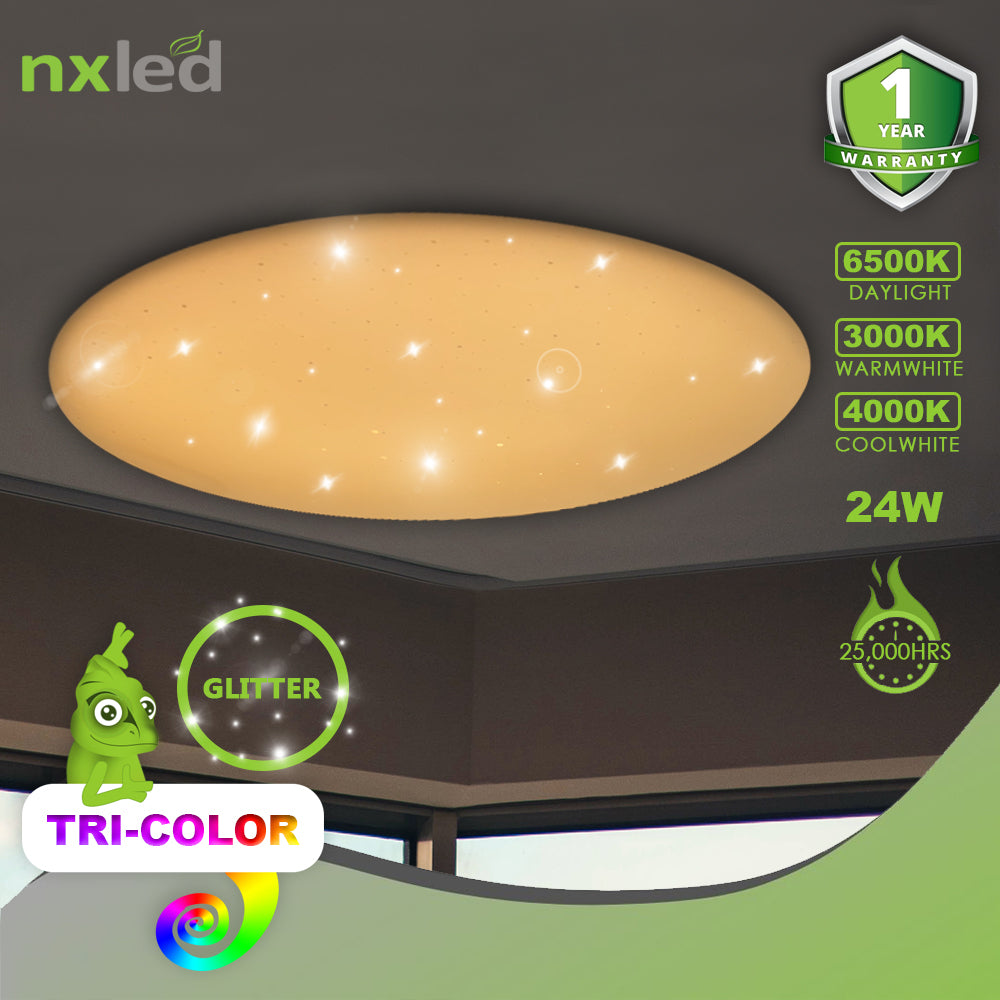 NxLedNxled Tri-color Decorative Ceiling Lamp (ANX-TSM24W)
Key Features:
Nxled Tri-color Decorative Ceiling Lamp (ANX-TSM24W)


24W Tri-color Glitter Ceiling Lamp
2500lm (DL), 1900lm (WW), 2600lm (CW)
380x100mm, 25,000HRS
2Ceiling LampsNXLED