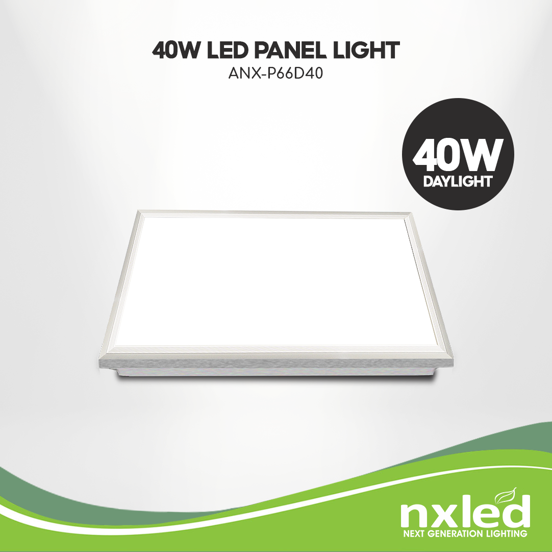 NxLedNxled LED Panel Light (ANX-P66D40)
Key Features:
Nxled LED Panel Light (ANX-P66D40)


Size: 595x595mm with suspension wire
Daylight: 6500K, 2500LM
Beam Angle: 120°
IP rating: IP20
220-240VAC 50/60Hz
LED Tubes and PanelsNXLED